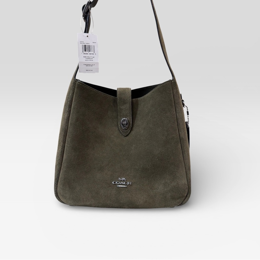Coach Hadley Convertible Shoulder Crossbody Bag Suede Olive Army Green CCG43 NWT - Picture 2 of 15